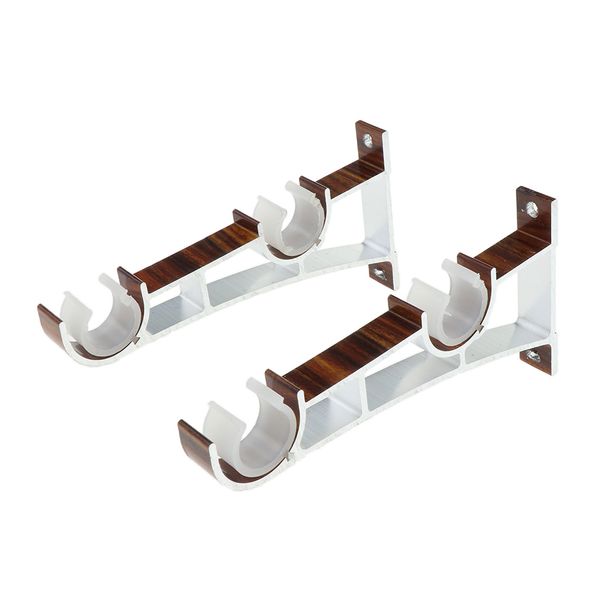 

2 piecesaluminum alloy double window curtain rod bracket holder ceiling mounted for diameter 2.8cm rod (1 pair