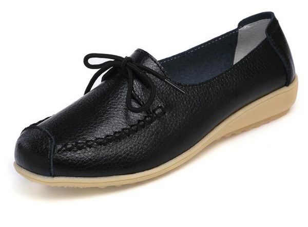 

women's shoes leather non-slip soft bottom women flats casual shoes 1282, Black
