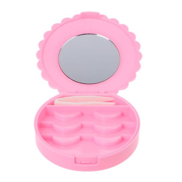 

12x5cm 12x5cm plastic round makeup storage box flower shape cute bowknot false eyelash case container cosmetic tool organizer