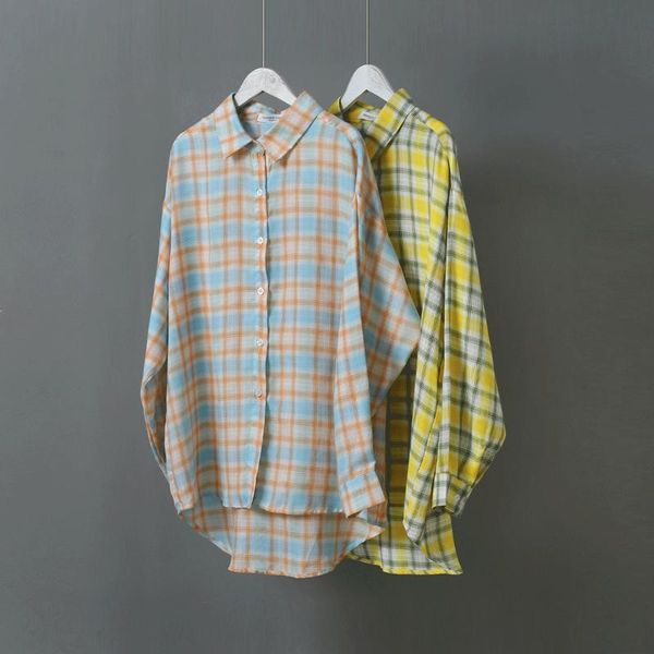 

loose-fit casual plaid shirt 2020 spring new korean-style women's wear turn-down collar oversize blouse plus size, White