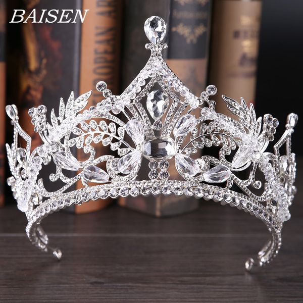 

baroque crystal crown tiara bridal hair accessories headdress luxurious queen diadem bridal wedding crown head jewelry tiara, Golden;white