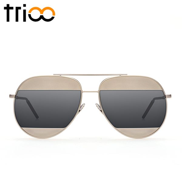 

trioo high fashion patchwork brand design sun glasses big cool stylish color lens lunette oversized mirror women sunglasses, White;black