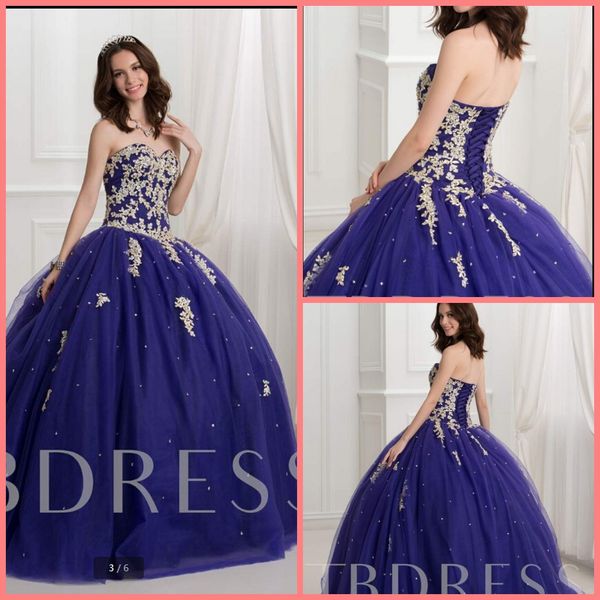 

2019 vestido de festa ball gown blue lace appliques beaded prom dress strapless sweetheart neck princess puffy sweet 16 party prom gowns, Black