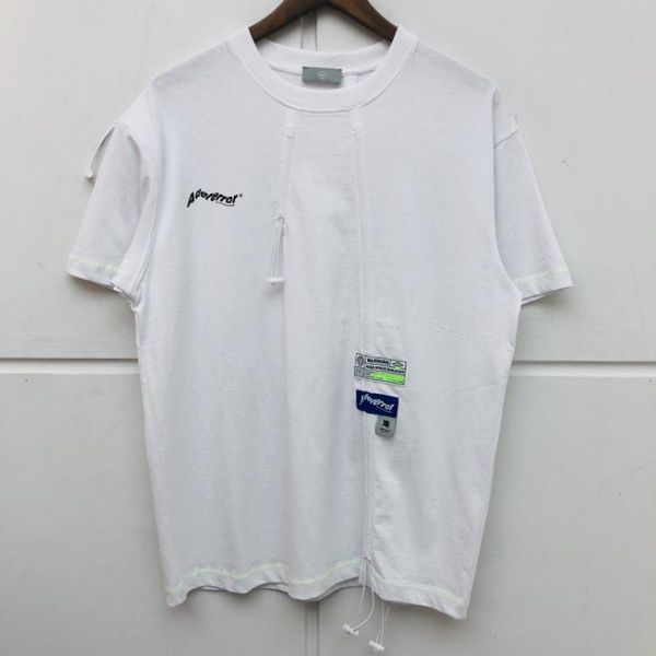 

diagonal stitching adererror t-shirt men women drawstring design space invasion ader error tees casaul t shirt, White;black