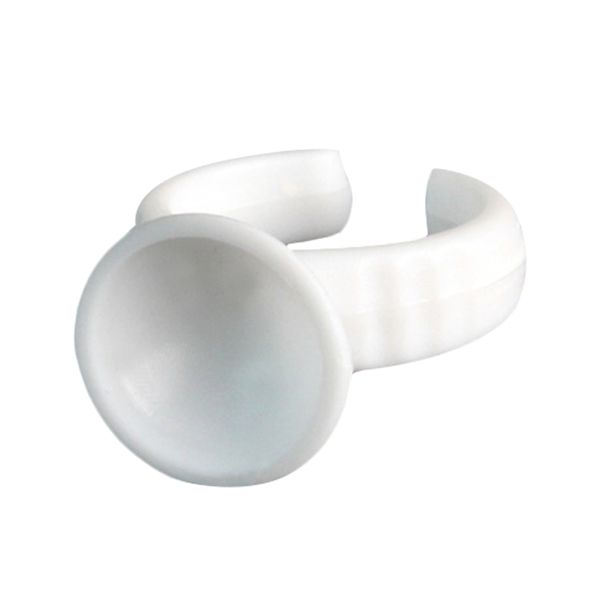 

disposable plastic nail art tattoo glue holder eyelash extension rings adhesive pigment holders finger hand beauty tools (white, Silver