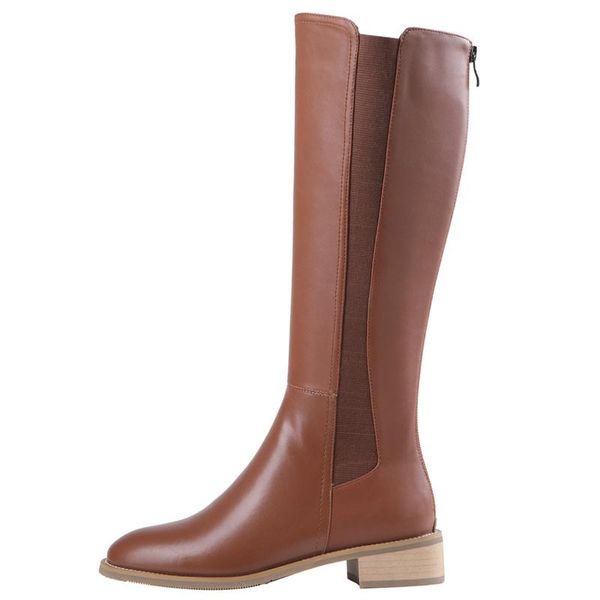 

women's genuine leather flats slip-on winter knee high boots leisure soft comfortable knight boots slim long shoes women, Black