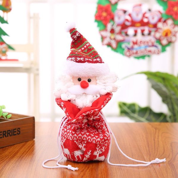 

christmas eve candy bag apple gift bag xmas tree decoration christmas drawstring sweets knitted gift snowman santa claus elk