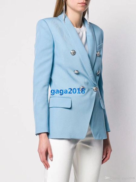 

high end women girls double-breasted blazer suit jackets shawl collar solid plaid casual shirt blouse custom milan fashion design luxury top, Black;brown