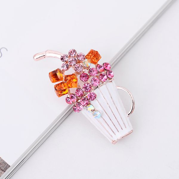 

lubov novelty crystal flower in drinking cup design women brooch pin gold color zinc alloy metal brooches pins for party costume, Gray