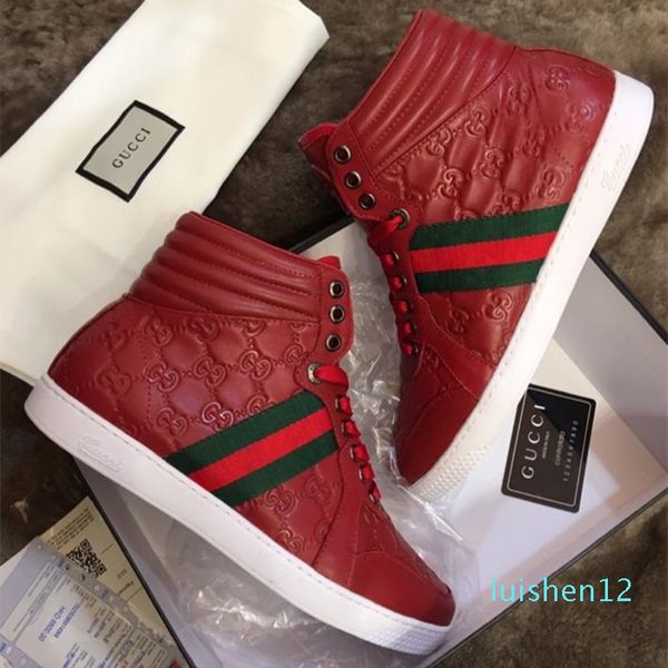 

ace signature sneaker mens luxury high sneakers speed trainer brand designer shoes classic print leather casual shoe l12, Black