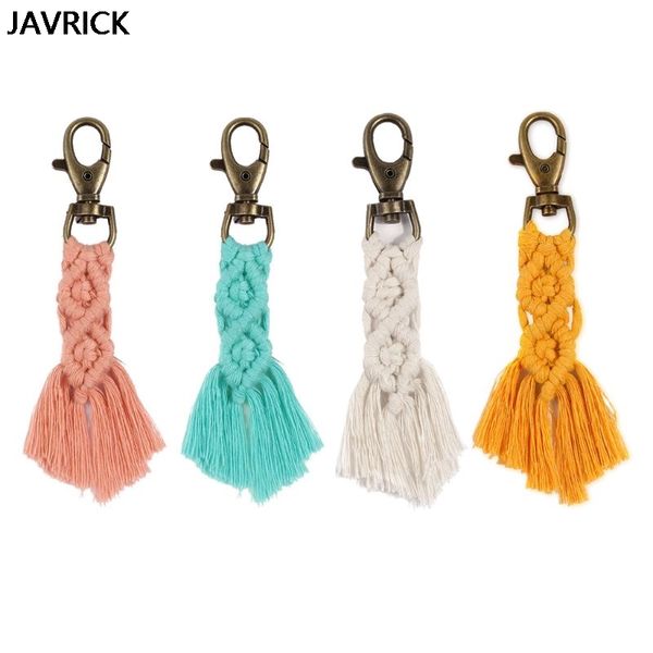 

women mini macrame keychains boho bag charms with tassels handcrafted accessory for car key purse phone wallet gift, Silver