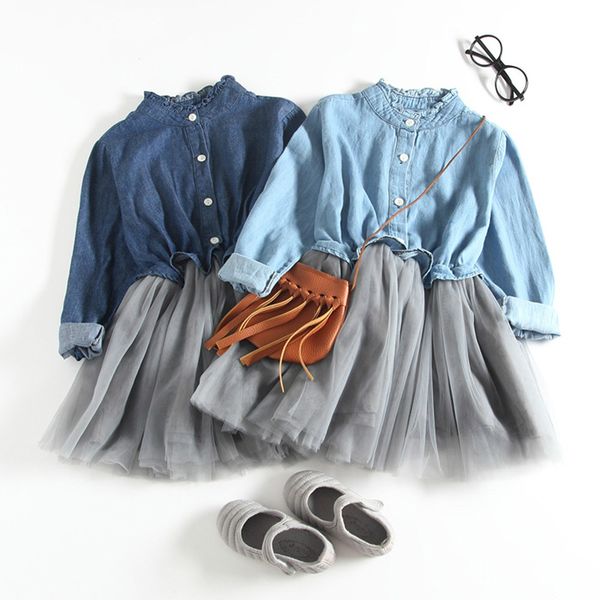 

2018 new arrival kids girls lace patchwork mesh princess dress, Red;yellow