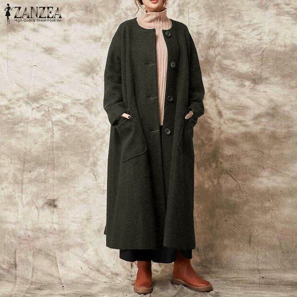

2018 autumn zanzea elegant women long jackets female casual buttons solid coat long sleeve cardigans overcoat outwear plus size, Black;brown