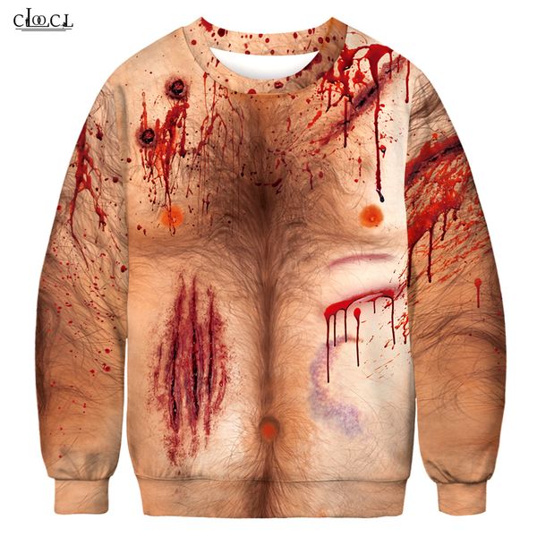 

fall thriller halloween men pectoral muscle sweatshirt 3d print men/women sweatshirt casual streetwear tracksuit b128, Black