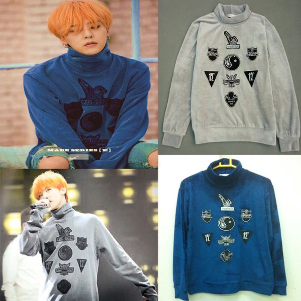 

kwon ji yong/g] peaceminuso g-dragon style pmo turtle neck long seeve shirt harajuku shirt, Black