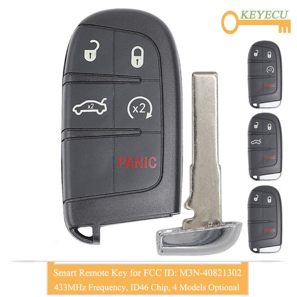 

keyecu smart remote control car key for 500 500l 500x for jeep compass 2017 2018, fob 3 4 5 button - 433mhz - m3n-40821302