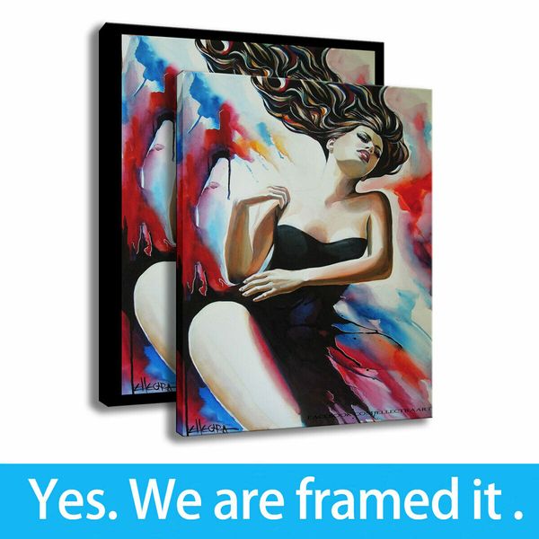

hd print wall art women canvas oil painting character watercolor decor framed art - ready to hang - support customization