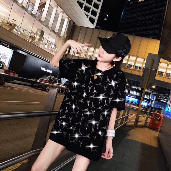 

2019 Europe Luxury Paris Hip Hop Eiffel Tower Rhinestone Tee High Quality Skateboard Cool T-shirt Men Women Clothes Cotton Casual T Shirt