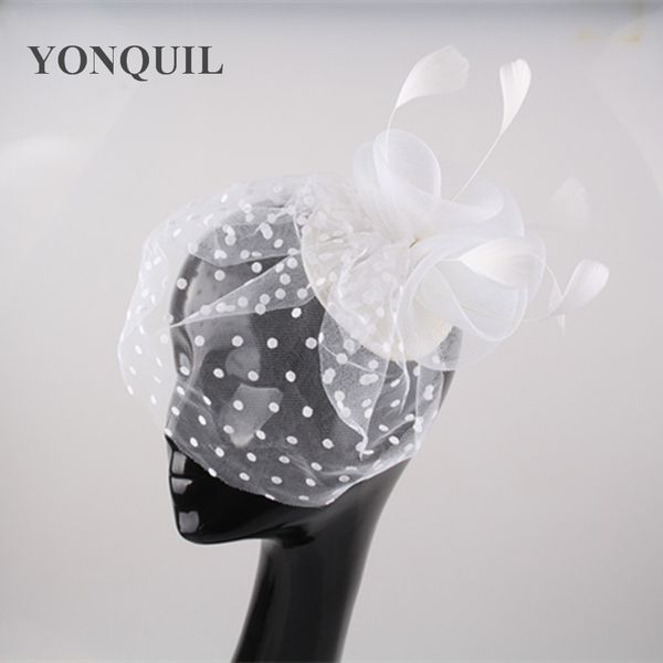 

white color 3pcs roses feather fascinator hats good quality bridal fascinator good for wedding party hat 6pcs/lot, Blue;gray