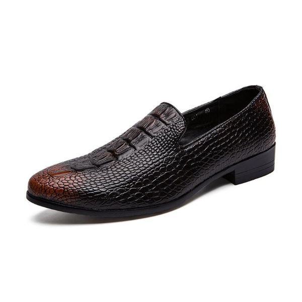 

kancoold leather casual shoes men's crocodile slip-on leather shoes men spring/autumn pointed toe youth trend men, Black