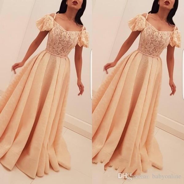 

arabic bubble-sleeves long evening dresses 2019 a line bubble-sleeves lace appliques prom dresses formal gowns robes de soirée caftan kaftan, Black;red