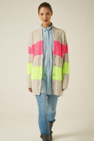 

joinus cable knit cardigan with button detail woman multi, Black;brown