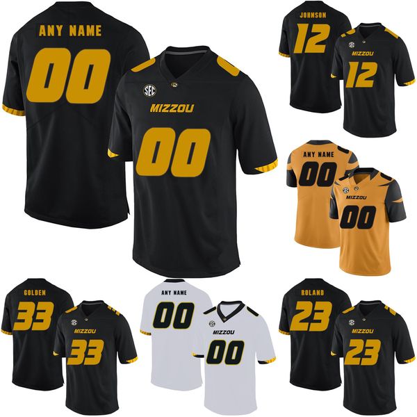 

custom any name stitched men's missouri tigers markus golden johnny roland white yellow black college football jersey