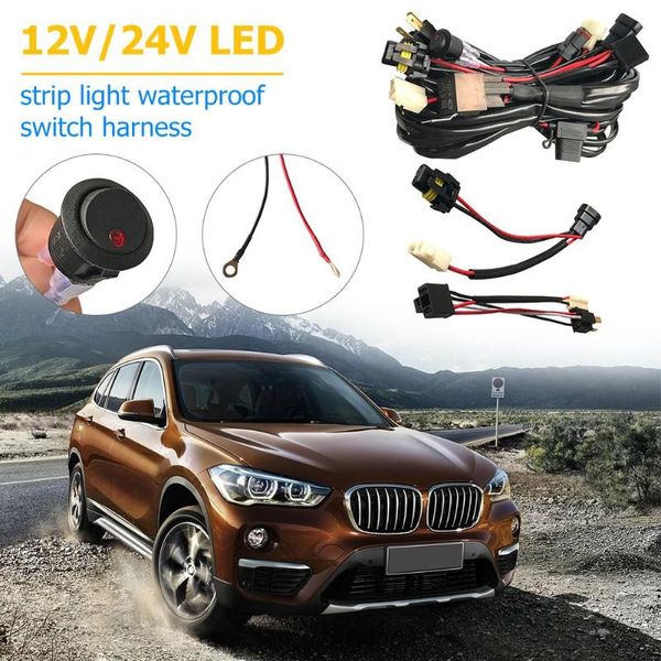 

12v dual car led дальнего света жгут проводов с адаптерами h4 + hb3