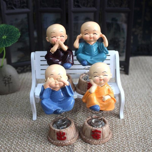 

4pcs car doll ornaments spring monk four do not shake the head monk car ornaments decorations spring doll