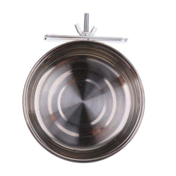 

bird parrot dog cat animal food water bowl stainless steel cage coop clamp bolt cup