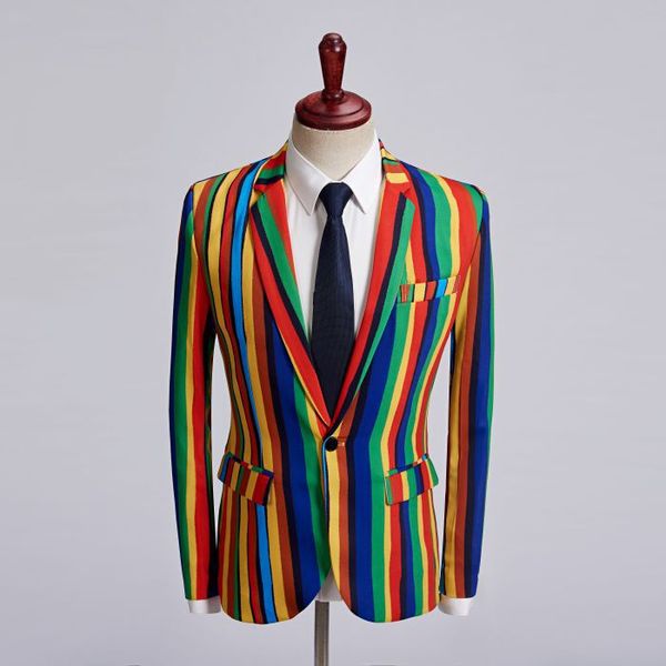 

striped blazer mens slim fit blazer masculino business casual mens stylish spring autumn men's costumes personality host, White;black