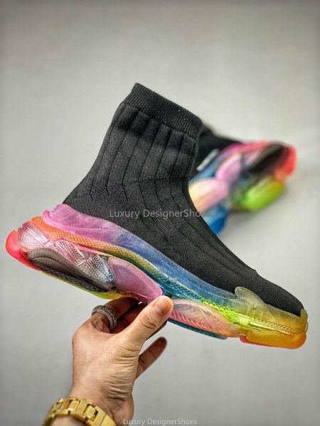 

new air triple s luxury designer shoes wool knit speed trainer sneakers classic brand designer mens womens fashion flat sock shoes boot, Black