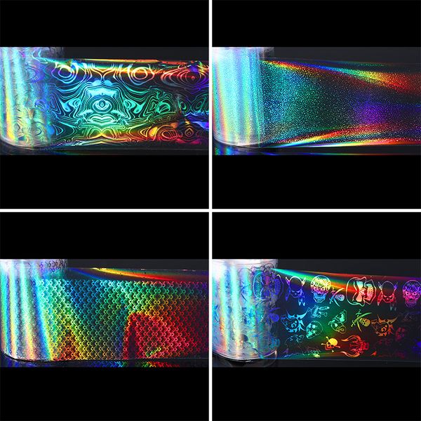 

1 roll 4*100cm holographic nail foils laser fish scale nail art transfer foil starry sky transfer sticker paper decorations, Black