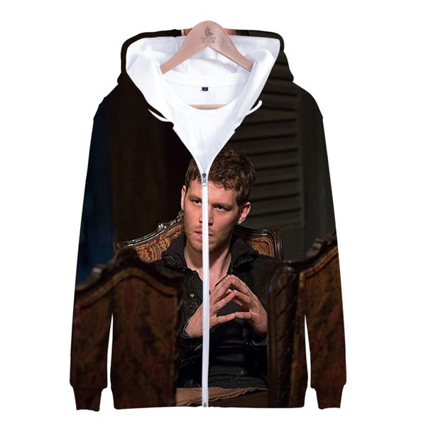 

aikooki niklaus mikaelson 3d zipper hoodies men/women fashion hip hop print niklaus mikaelson zipper sweatshirt, Black