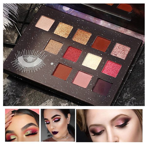 

12 colors eyeshadow pallete waterproof eyeshadow palette make up brush shine and shimmer eye shadow palette cosmetics hot