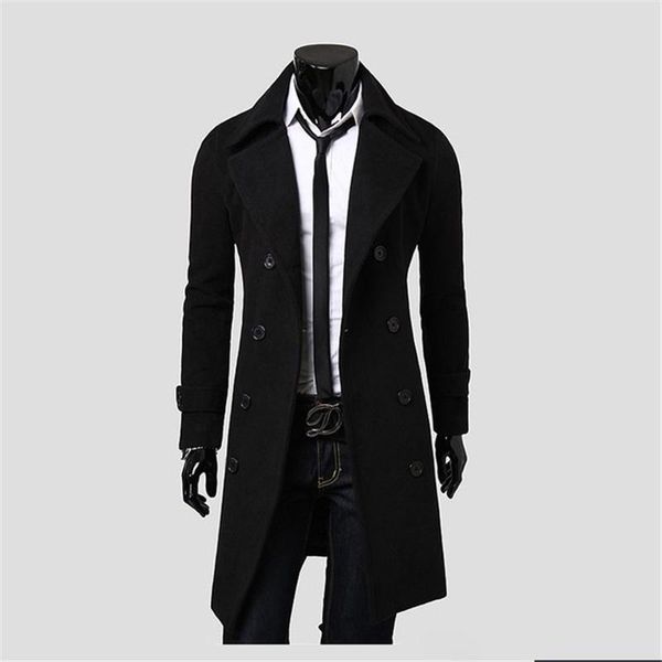 

coat men winter long coat slim stylish trench double breasted long jacket parka mens overcoat jk2132, Tan;black