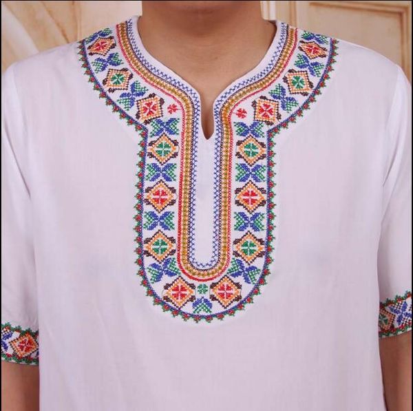 

summer short sleeve t shirt xinjiang uygur ethnic embroidery men, Red