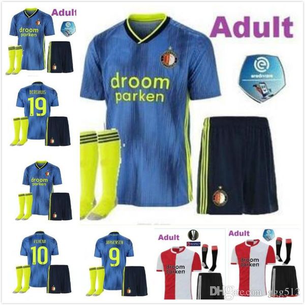 

взрослый комплект фейеноорд футбол джерси 19 20 главной расстояние белых красные 9 jorgensen 10 вилен 11 ларссона 19 berghuis 32 v.persie 20, Black;yellow