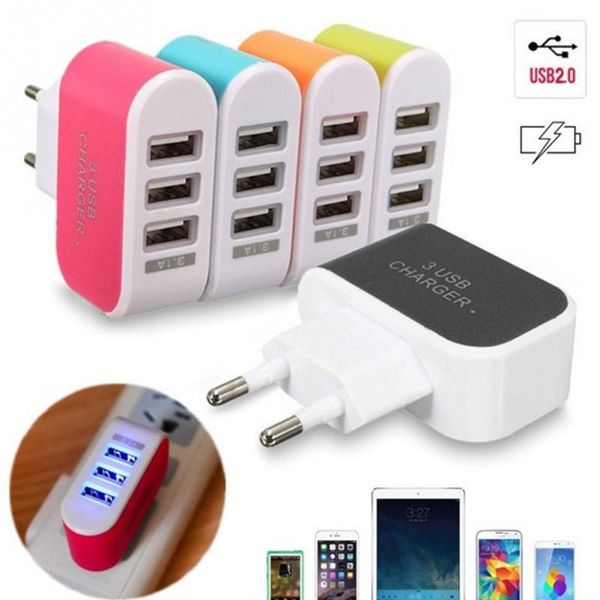 

us eu plug 3 usb led wall chargers 5v 3.1a adapter travel convenient power adaptor with triple usb ports for mobile phone