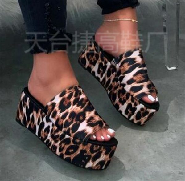 

ladies slippers summer new leopard thick bottom flip flop ph-cfy20061838, Black