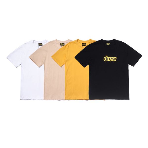

mens tshirt drew high street style mens and womens short sleeve round neck cotton tee with 4 colors asian size s-2xl, White;black