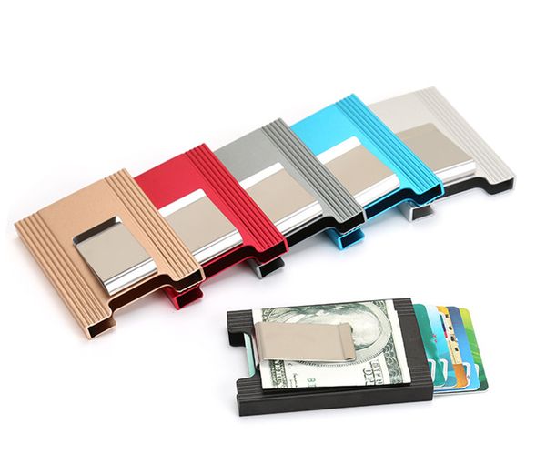 

slim mini aluminium credit card case anti rfid protection bank card holder fashion porta tarjetas card creative gift x-42, Brown;gray