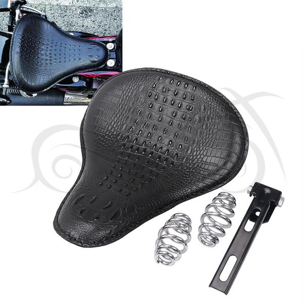 

motorcycle retro black solo seat +3" spring swivel bracket for custom chopper bobber leather saddle seat