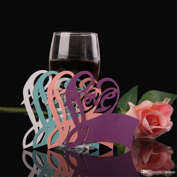Wholesale Paper Laser Cut Love Heart Table Name Place Escort Cup
