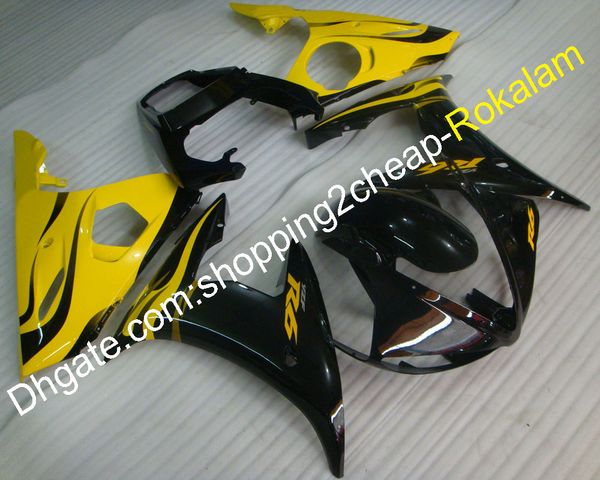 YZF-600 Kit de Feira de Carroeira Personalizado para Yamaha 2005 YZF 600 R6 05 YZF-R6 Caracteres ABS Preto Amarelo (moldagem por injeção)