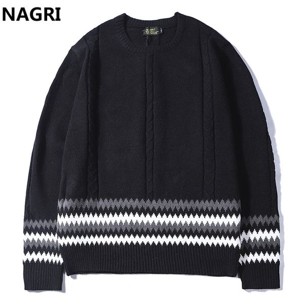 

2019 streetwear sweater men winter autumn vintage pullovers knitting warm stripe casual jumper men wool brand sweater pull homme, White;black