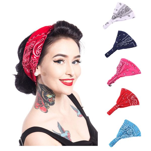 

women paisley bandana headband dance headband cotton stretch hairband printing hair bands elastic hair band turban