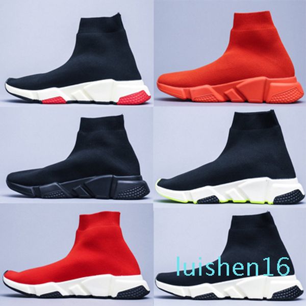 

mens designershoes paris famous designer sneakers with white texture sole designer sock speed shoes for women size 35-46 l16, Black