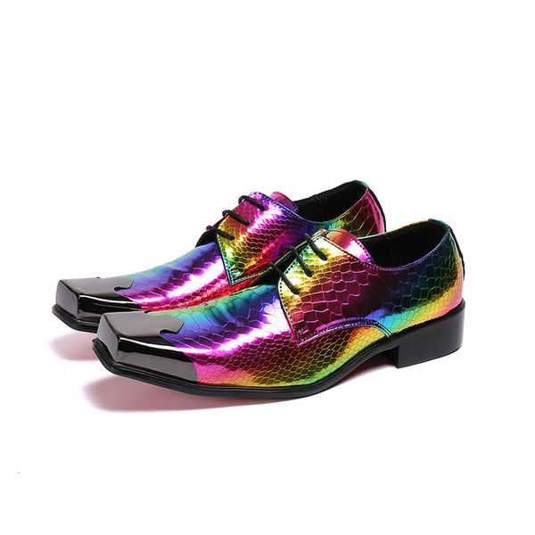 

designer laser multicolour party men oxford shoes square toe wedding club formal leather shoes man lace up dress shoes zapatos, Black