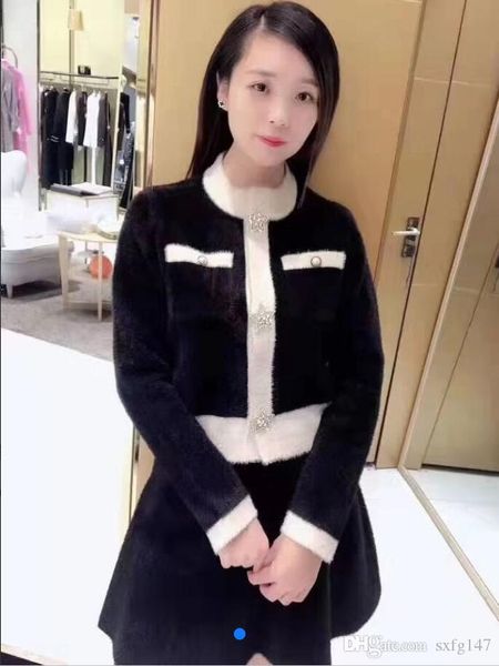 

2019 дизайнер 2 шт. комплект женщина весна осень женская одежда новый слэш шеи вязать костюмы юбка s-l женская повседневная леди уличная хор, White